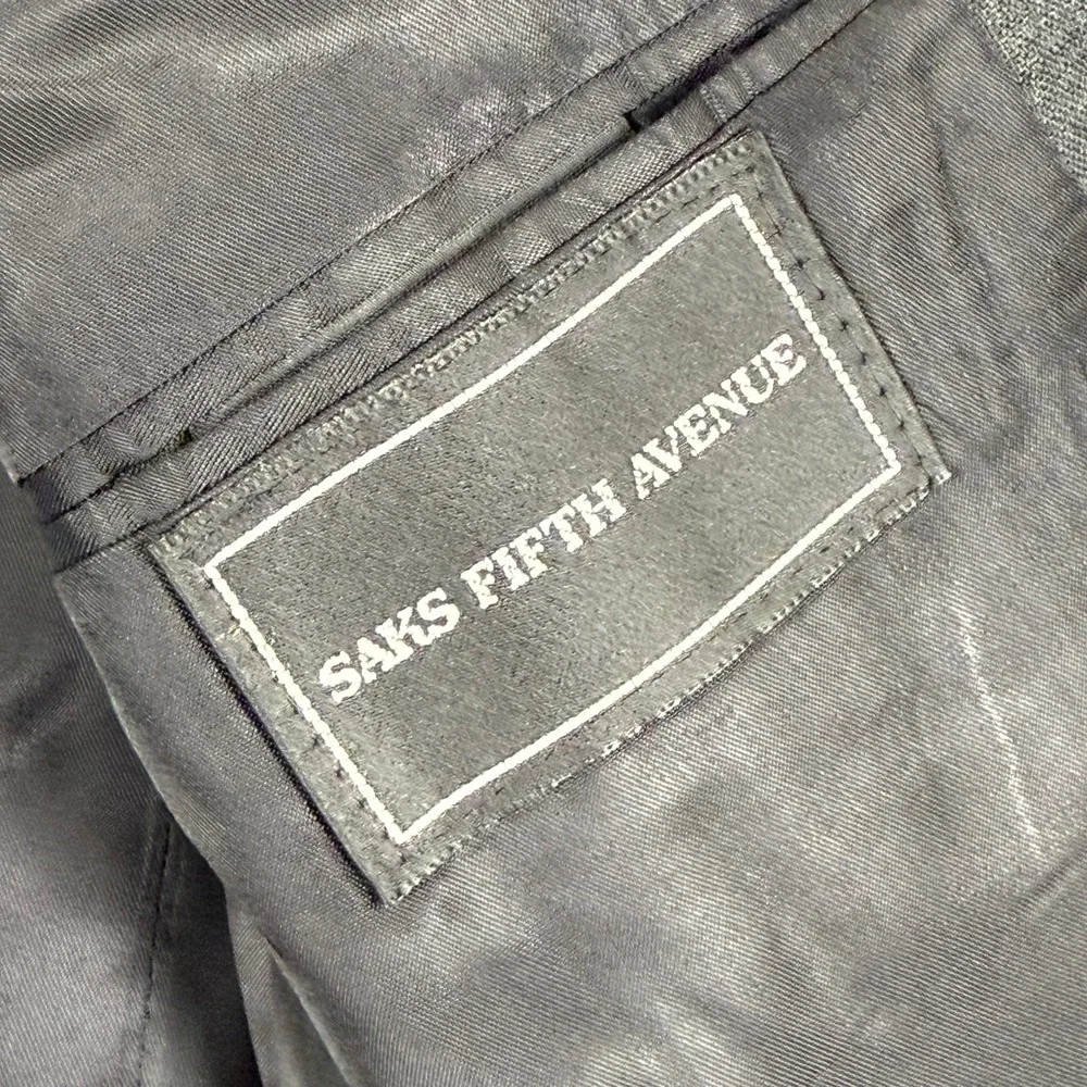 Burberrys Saks Fifth Avenue Mens Charcoal Gray‎ Wool Blazer Sport Coat USA 42R